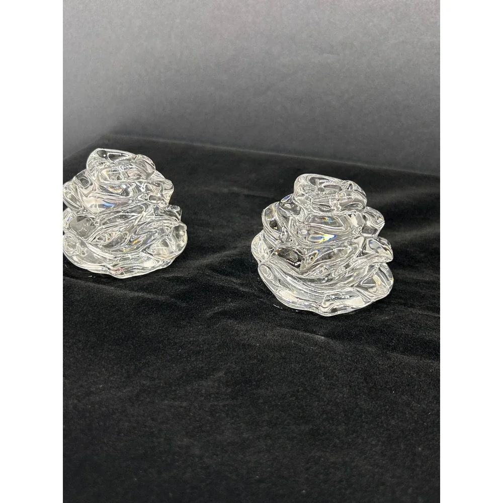 Gorham Floral Garden Rose Crystal Salt and Pepper Shakers Set 6014807 Clear